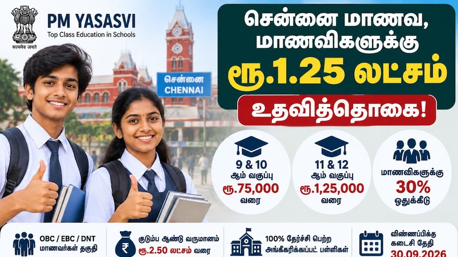 சென்னை மாணவ, மாணவிகளுக்கு ரூ.1.25 லட்சம் உதவித்தொகை! மாவட்ட ஆட்சியரின் குட் நியூஸ்
