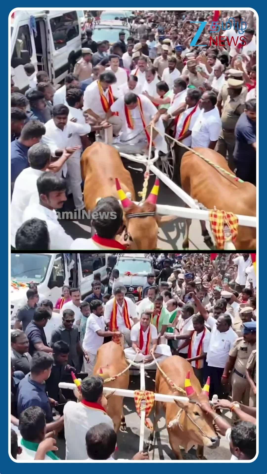 தாராபுரத்தில் மாட்டுவண்டியில் ஏறி பிரச்சாரம் செய்த முதலமைச்சர் விஜய்