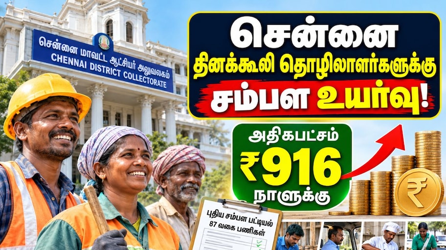சென்னை தினக்கூலி தொழிலாளர்களுக்கு சம்பள உயர்வு: ஆட்சியர் வெளியிட்ட அதிரடி உத்தரவு!