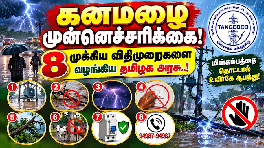 கனமழை முன்னெச்சரிக்கை : 8 முக்கிய விதிமுறைகளை வெளியிட்ட தமிழ்நாடு அரசு..!