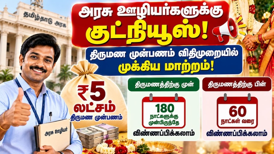 அரசு ஊழியர்களுக்குத் குட்நியூஸ்! திருமண முன்பணம் விதிமுறையில் முக்கிய மாற்றம்