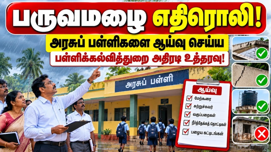 பருவமழை எதிரொலி: அரசுப் பள்ளிகளை ஆய்வு செய்ய பள்ளிக்கல்வித்துறை அதிரடி உத்தரவு!
