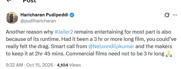 Jailer 2 Rajinikanth Movie X Reivew