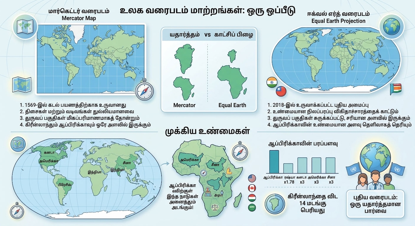 Mercator vs Equal Earth Map