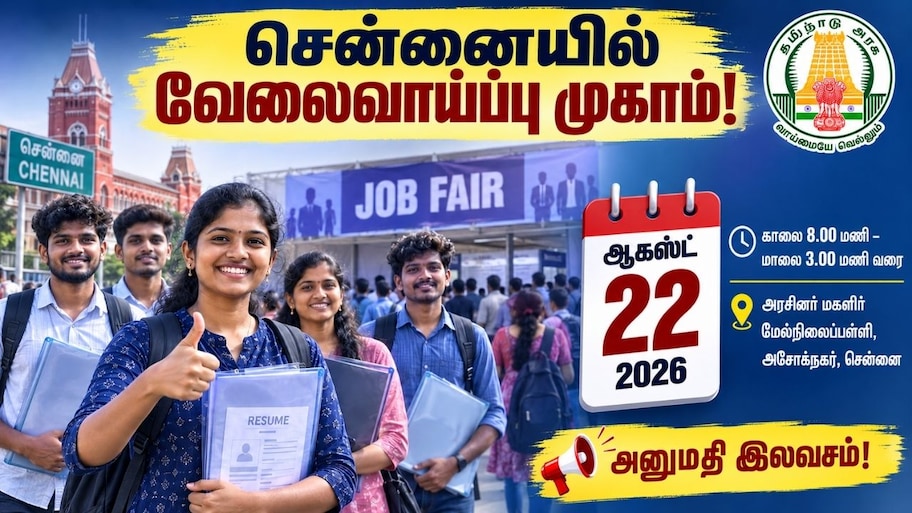 10,000 காலிப்பணியிடம்.. ஆகஸ்ட் 22 மெகா வேலைவாய்ப்பு முகாம் - எங்கு, எப்போது?